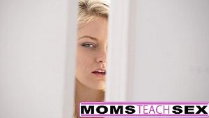 Step mom and son make teen squirt in hot threesome